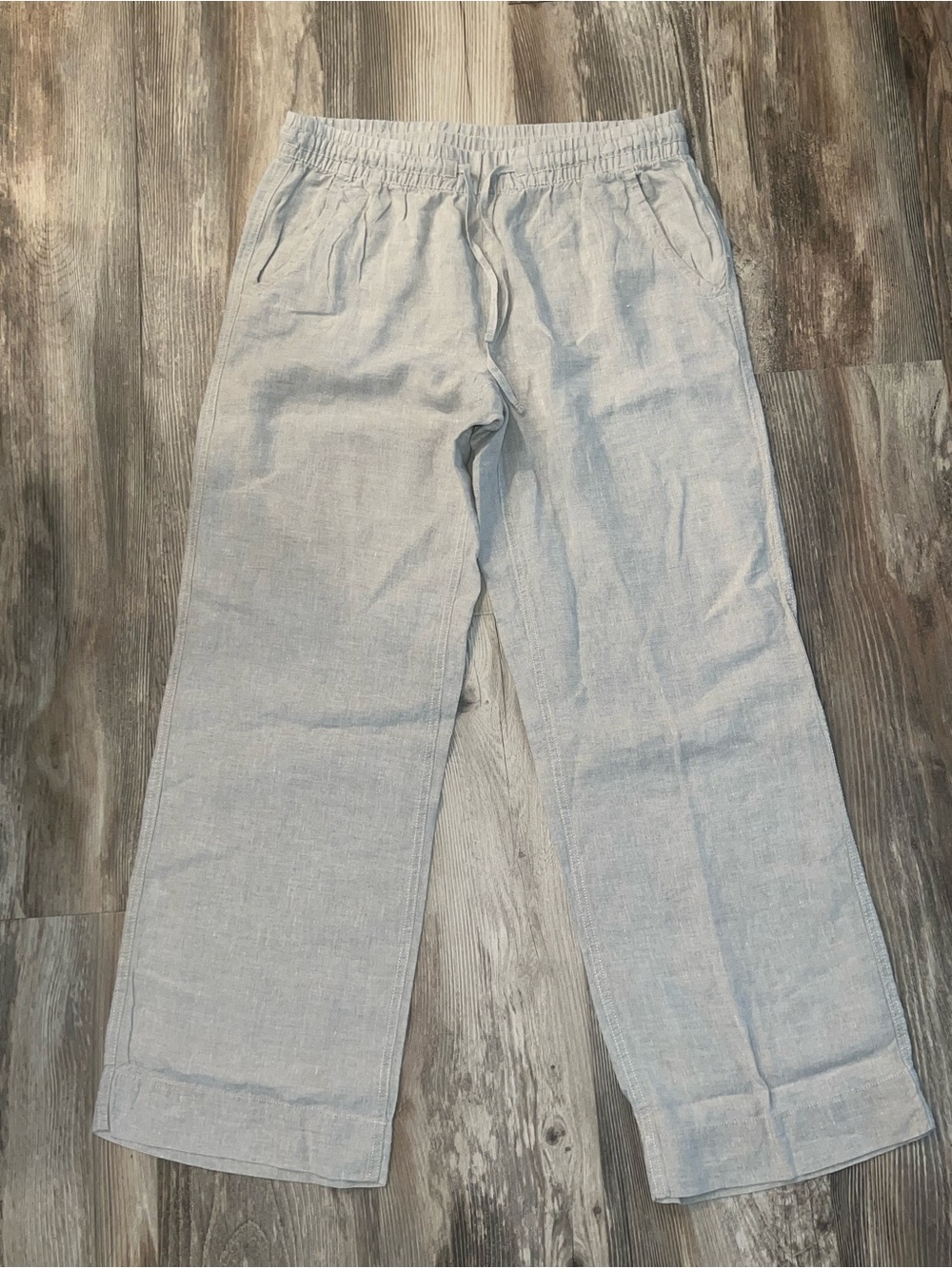 L.L. Bean Light beige/cream  Linen-Blend Drawstring wide leg pants